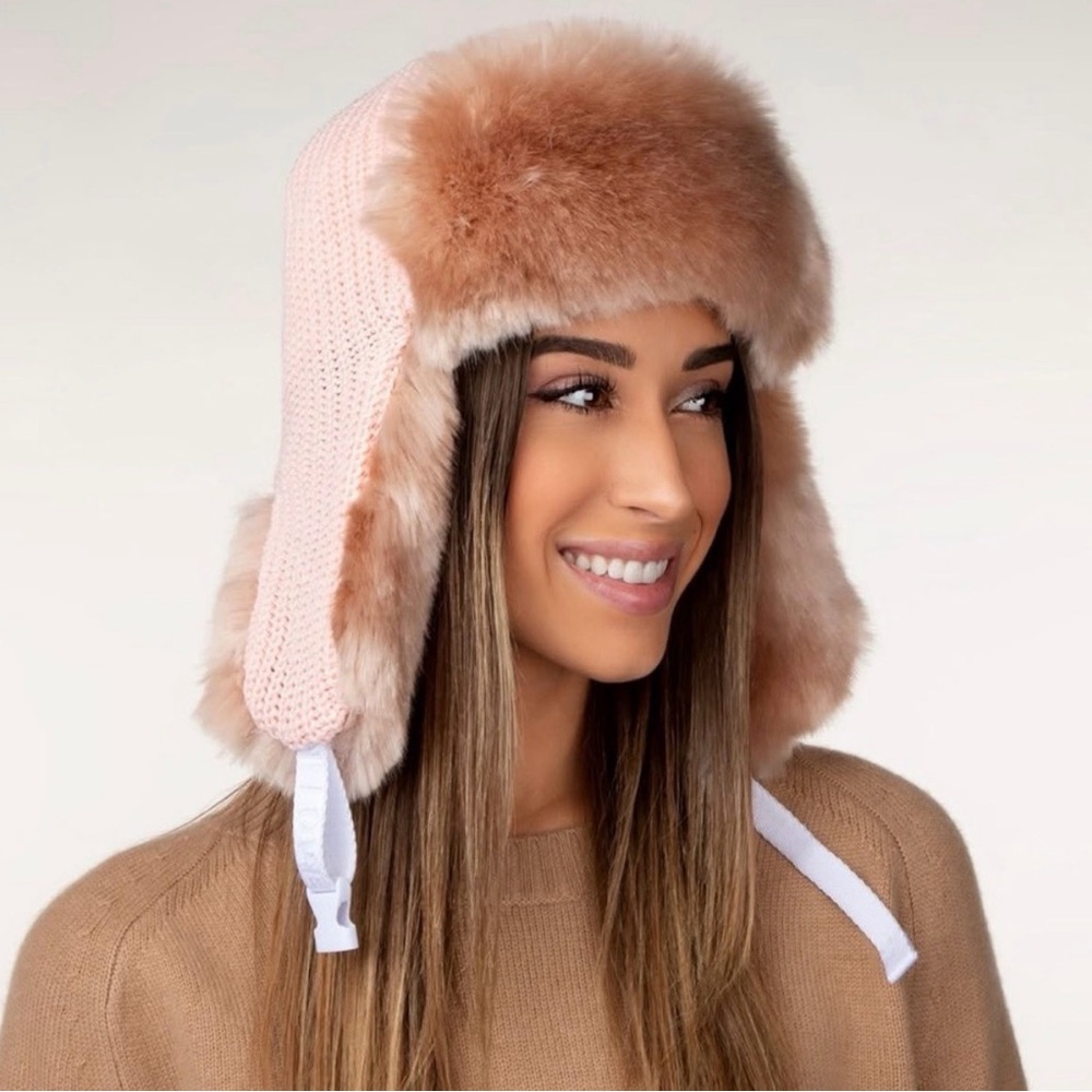 Love Your Melon Pink and Brown Fur Hat